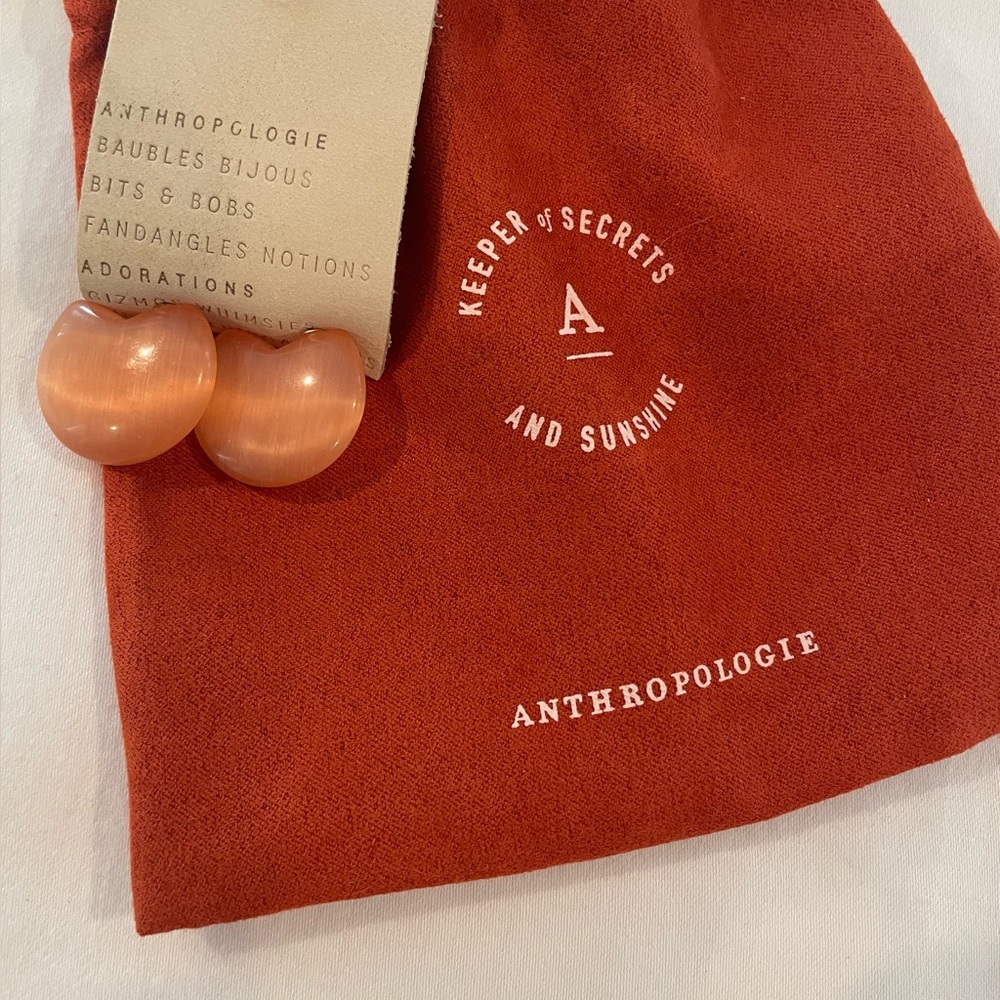 NWT Anthropologie Earrings Bubble Hoop Style in Peach Color Stone.